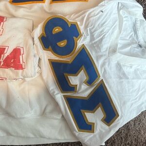 White Greek Letter V neck T